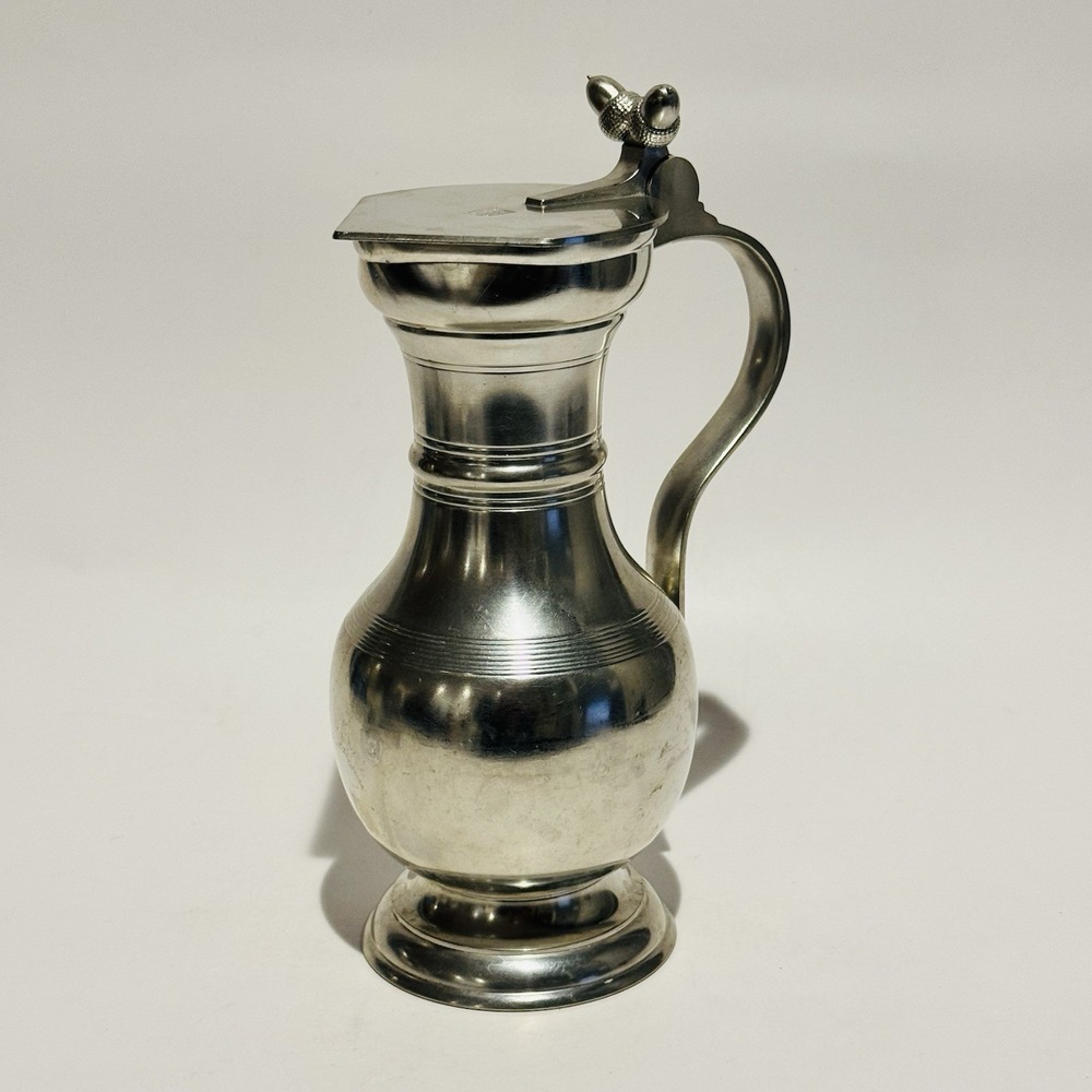 Vintage Etain Sigg‎ Zinn Frauenfeld Tankard Flip Top Lid Double Acorn Finil .8L